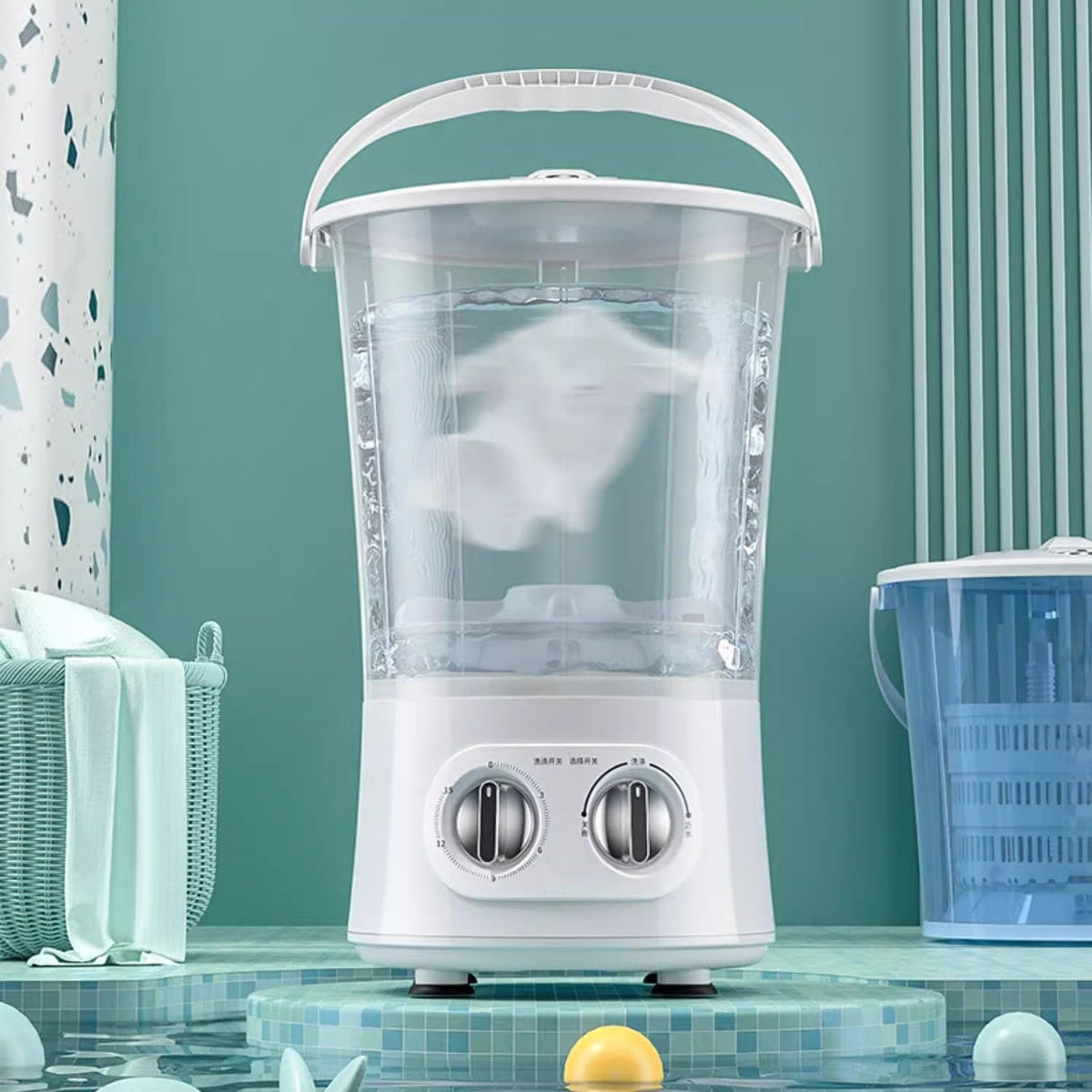 Mini lave-linge, Laveuse Lave-Linge Semi-Automatique pour Appartements ou dortoirs d'étudiant, 5 modes, portable