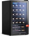WIE Cave à vin, 43 × 45 × 74 cm, Caves à Vin 24 Bouteilles 4–18°C Panneau Tactile LED Porte en Verre, 43 dB, 70L, éclairage LED