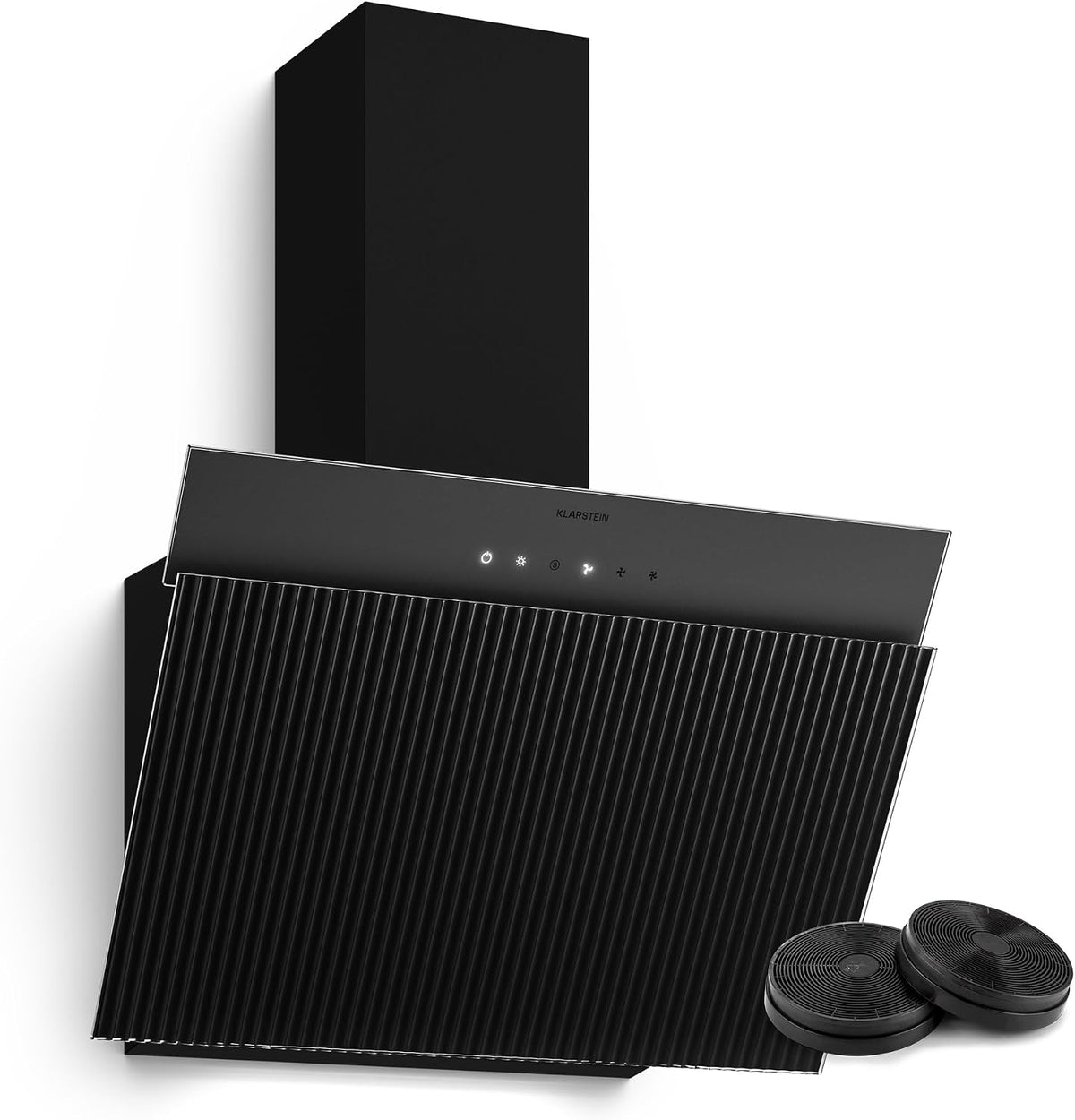 KLARSTEIN Hotte aspirante, 33, 8 × 24, 7 × 9 cm, éclairage LED, Wavyn hotte de cuisine inclinée, 162 × 33 cm, mode Boost, 661 m3/h
