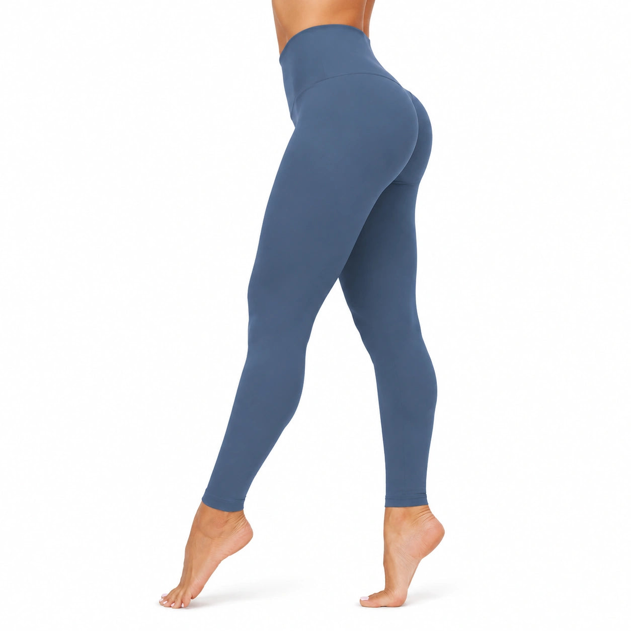 Legging femme taille M en tissu extensible bleu taille haute pour sport