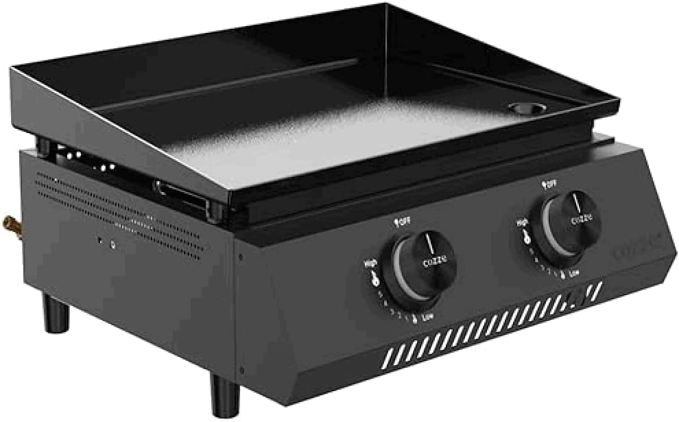 cozze Plancha, 48 × 35 cm, 480 × 350 mm, plaque émaillée 48×35 cm, G-400, 4, 4 kW, 2 brûleurs, 30 mbar, noir, bac récupérateur de graisses