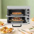 Four à pizza, double chambre, 3000 W, réglable, acier inoxydable, 14 pouces, 350 °C, température jusqu'à 350 °C, minuterie