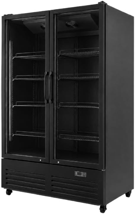 Réfrigérateur, 230 V, éclairage LED, 2 Portes, 2 °C, 8 °C, Armoire à Boissons Professionnelle 2 Portes Noire, 751 Litres, réglable