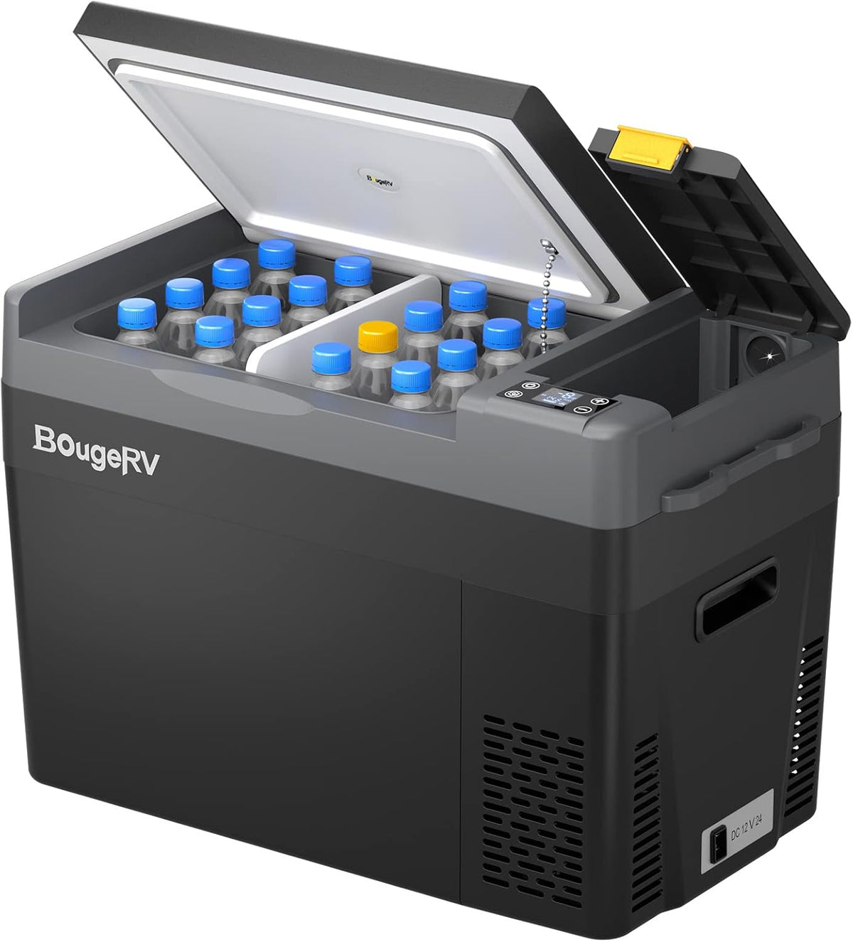 BougeRV Réfrigérateur, 12 V, éclairage LED, Glacière électrique 12 V CRPRO 30QT, 12V, 266Wh, 60W, 45W, 45dB, 24V, 240V, -8°F~50°F