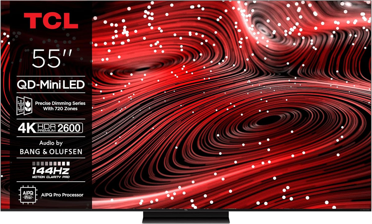 Téléviseur TCL 55C89K, Mini LED, 144Hz, 4K HDR 2600, 144Hz Motion Clarity Pro, éclairage LED, Google TV, Dolby Vision, ZeroBorderTM