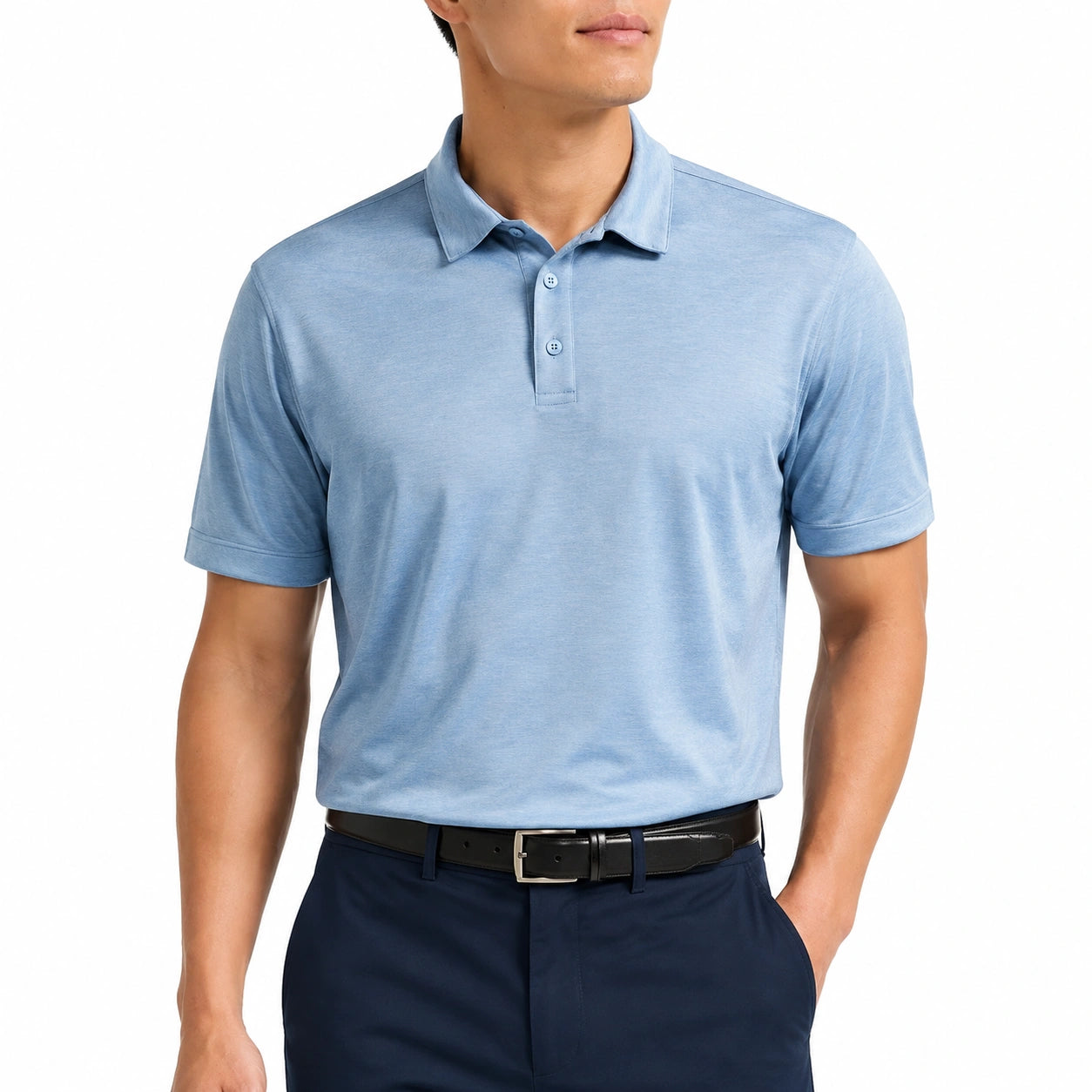 Polo homme taille M bleu clair en maille à manches courtes style classique