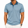 Polo homme taille L en maille textile bleu à motif géométrique manches courtes style décontracté
