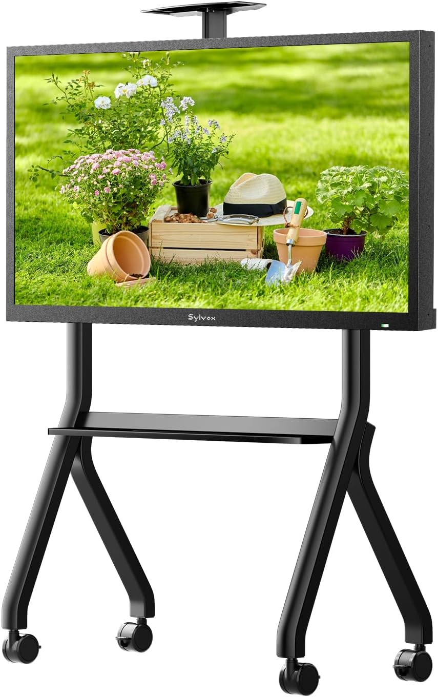 SYLVOX Support TV mobile pour écrans 43 à 55 pouces, charge 40 kg, VESA 700 × 500, roulettes verrouillables