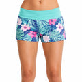 Short de bain femme L imprimé floral bleu turquoise taille haute