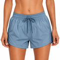 Short de bain femme taille M en tissu synthétique bleu à taille élastique avec cordon