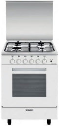 GLEM GA660CVMWH Cuisinière mixte 60 cm, four électrique 5 modes, 4 brûleurs gaz, blanc