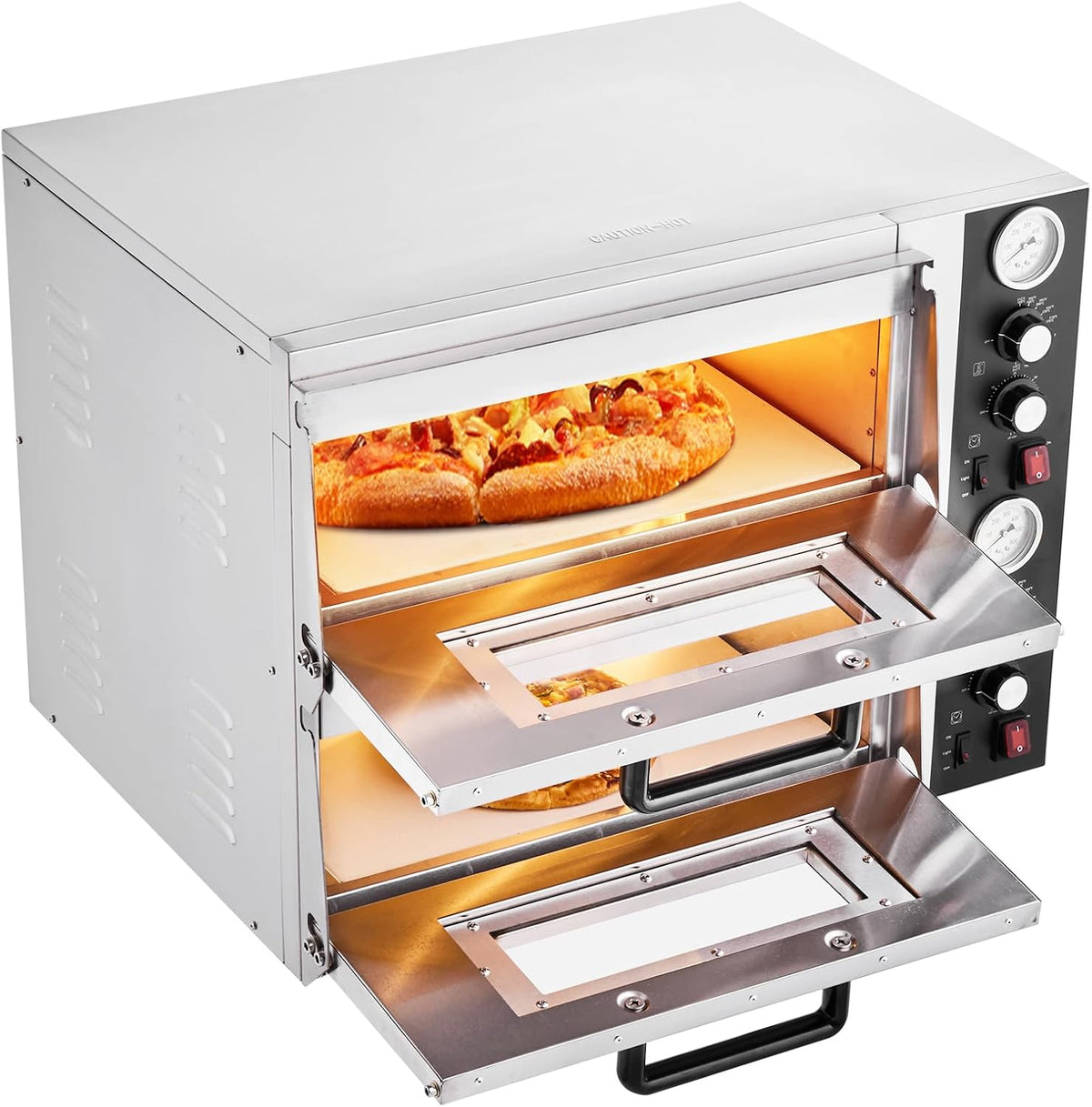 Four à pizza, pour Cuisine, 45, 7 cm, VEVOR, 2 Niveaux, 18 pouces, 2 500 W, 5 000 W, 450 °C, 25 °C, Température Max. 450 °C, minuterie