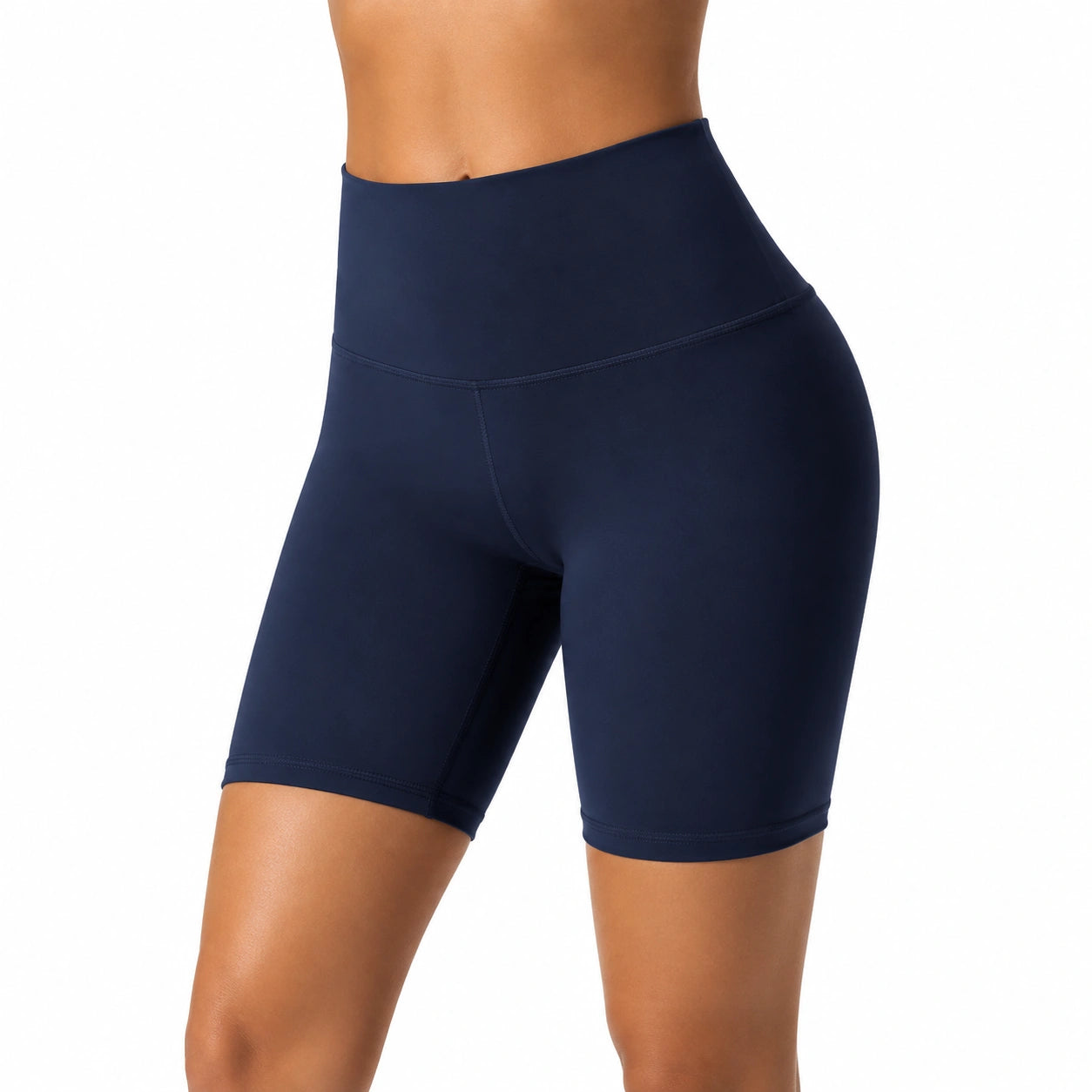 Short cycliste femme S bleu marine taille haute extensible