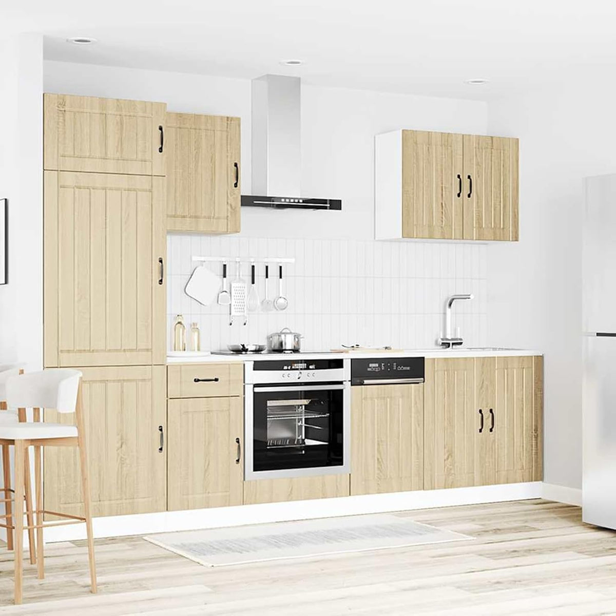 ATOMSTACK MAKER Lucca Ensemble de 7 meubles de cuisine en bois, finition chêne Sonoma, pieds réglables