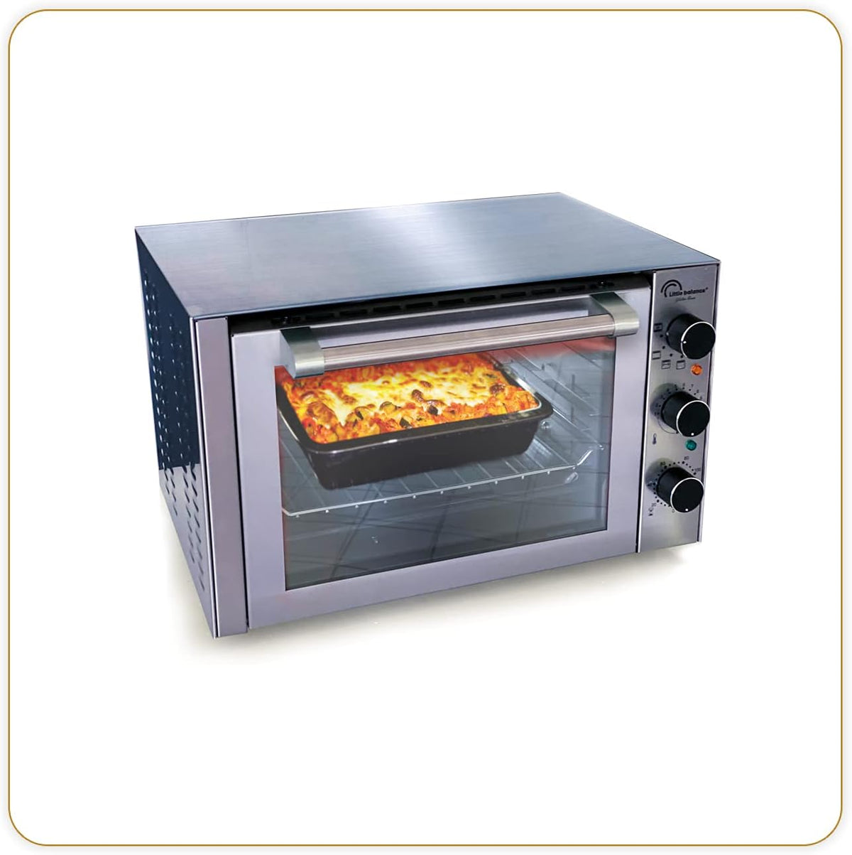 Mini four, acier inoxydable, 1800 W, LITTLE BALANCE, 505 × 400 × 320 mm, 360 × 320 × 220 mm, 4 modes, 1050C, 270°C, 300°C, Tout Inox, minuterie