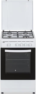 SVAN Cuisinière, 43 L, verre, 87 × 50 × 56 cm, 50 cm, Four 43 L, SKG4500TM, 4 Zones, 2 Programmes, 43L, 4 brûleurs, Blanc, Type Gaz