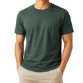 T-shirt homme taille M vert foncé en tissu lisse à col rond manches courtes