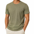 T-shirt homme taille M vert kaki en tissu chiné à manches courtes