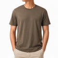 T-shirt homme taille M en coton marron à manches courtes coupe droite