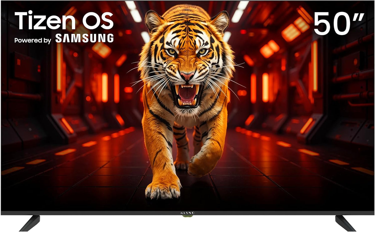 Téléviseur KIANO DVB-T2, 4K UHD avec TIZEN OS, 50 Pouces, 126 cm, 125, 7 cm, 8 W, 3× HDMI, Wi-Fi, éclairage LED, Enregistrement USB PVR, Dolby Audio