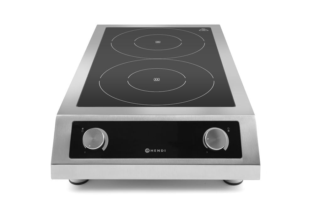 HENDI Plaque de cuisson, 5000 W, réglable, acier inoxydable, 3500 W, 280 mm, 2000 W, 400 V, 2 zones
