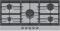 SIEMENS EC9A5RI90 Plaque de cuisson, 90 cm, acier inoxydable, 1000 W, 1750 W, 90cm, 12500w, 5 brûleurs, 0 brûleur