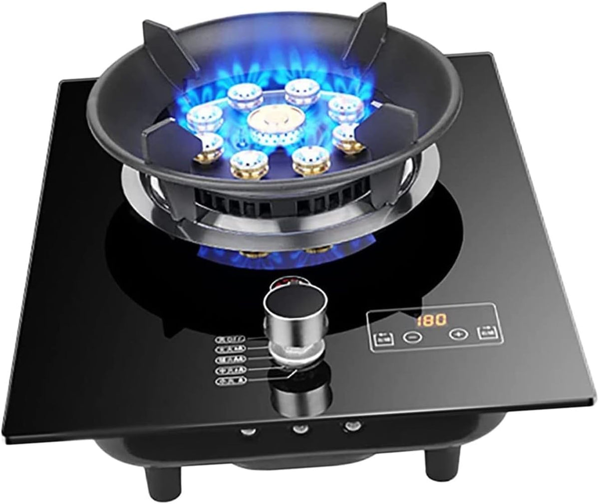 Cuisinière, 7 kW, montage sur bureau/encastré, Réchaud à gaz 7 kW en verre trempé, acier inoxydable, minuterie, portable