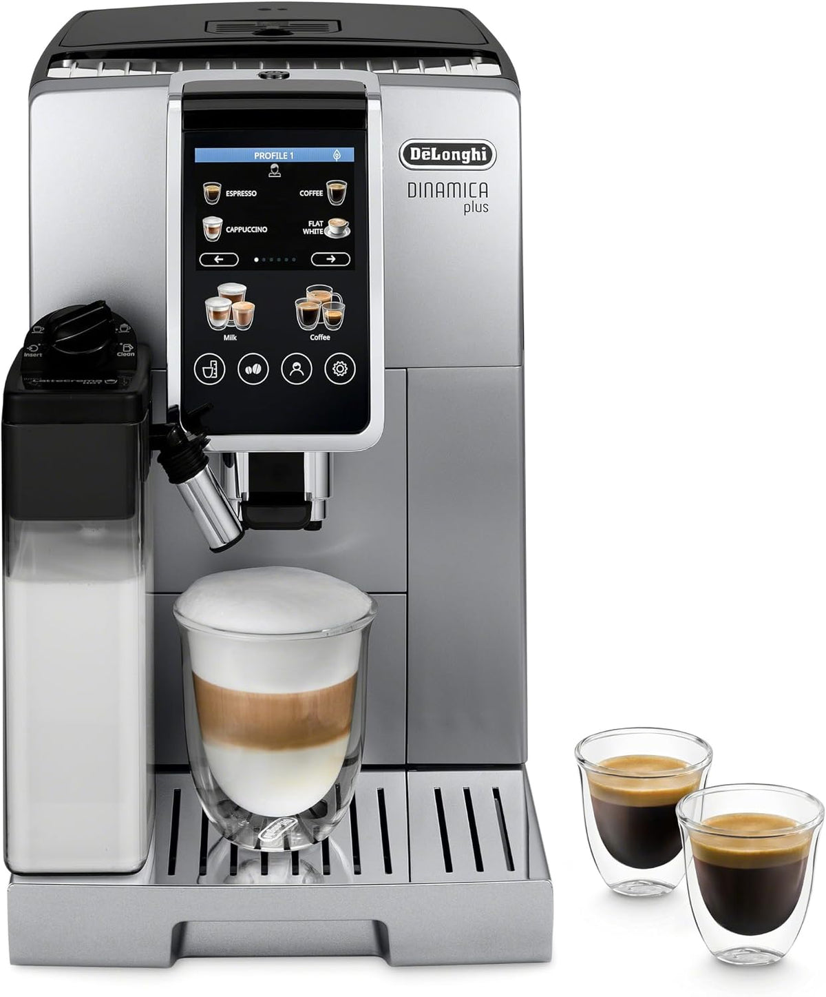 De'Longhi Dinamica Plus Machine à expresso automatique, 24 recettes, broyeur intégré, LatteCrema, 4 profils