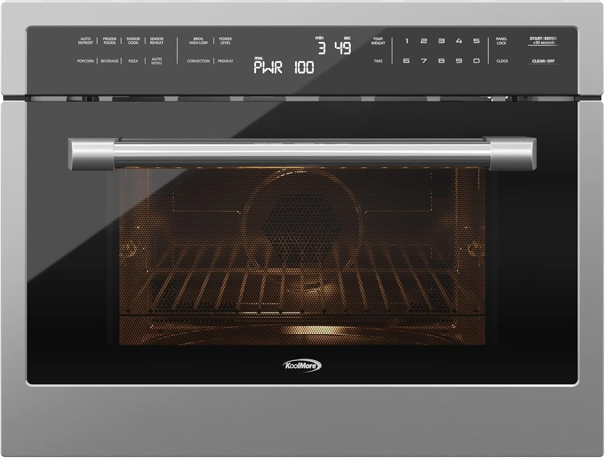 Four encastrable, puissance 1000 W avec fiche NEMA 5-20P, acier inoxydable, KoolMore, 24 pouces, Acier inoxydable finition, verre