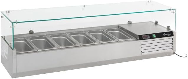 Table réfrigérée, 2 °C, acier inoxydable, CombiSteel, 8 °C, GN 1/3, verre, Saladette à Poser Réfrigérée Professionnelle