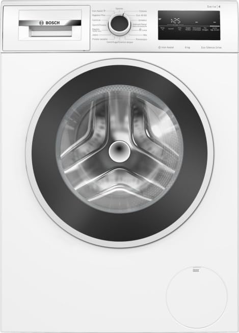 Lave-linge Bosch WAN28218IT, acier inoxydable, éclairage LED, 598 × 590 × 845 mm, 1400 tr/min, 72 dB, 598 mm, 590 mm, 60 °C, 15 programmes