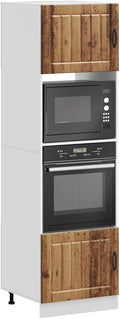 Meuble de cuisine, Armoires de Four 2 pièces Lucca en Bois d'ingénierie Ancien, réglable, Grand Compartiment pour Four Micro-Ondes, sephironlbb
