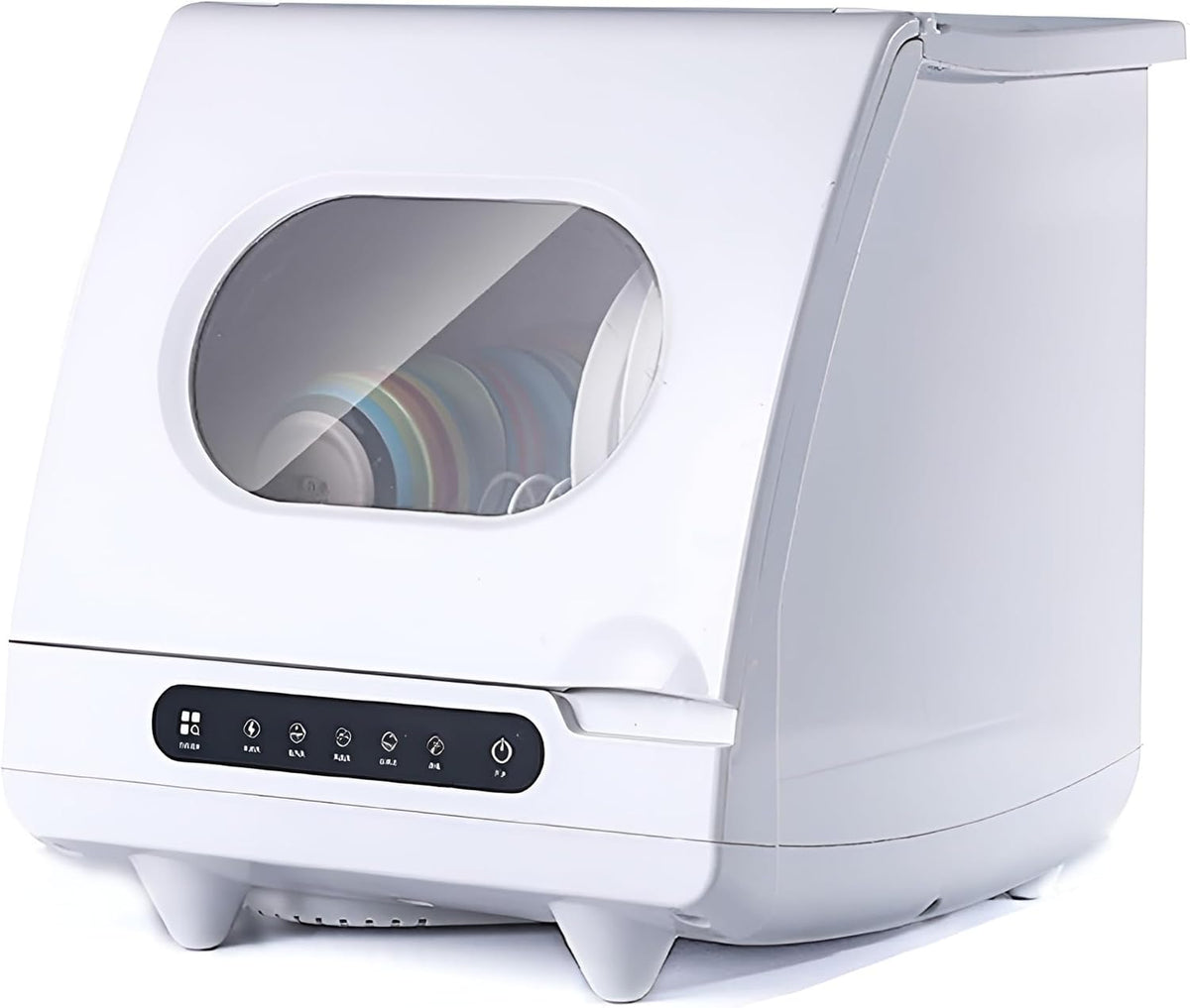 Lave-vaisselle, 1200 W, Camping, 3 cm, 5 Programmes, 400 × 400 × 415mm, 470 × 465 × 480mm, 72 °C, 50 HZ, 1200W, 8KG, commande tactile