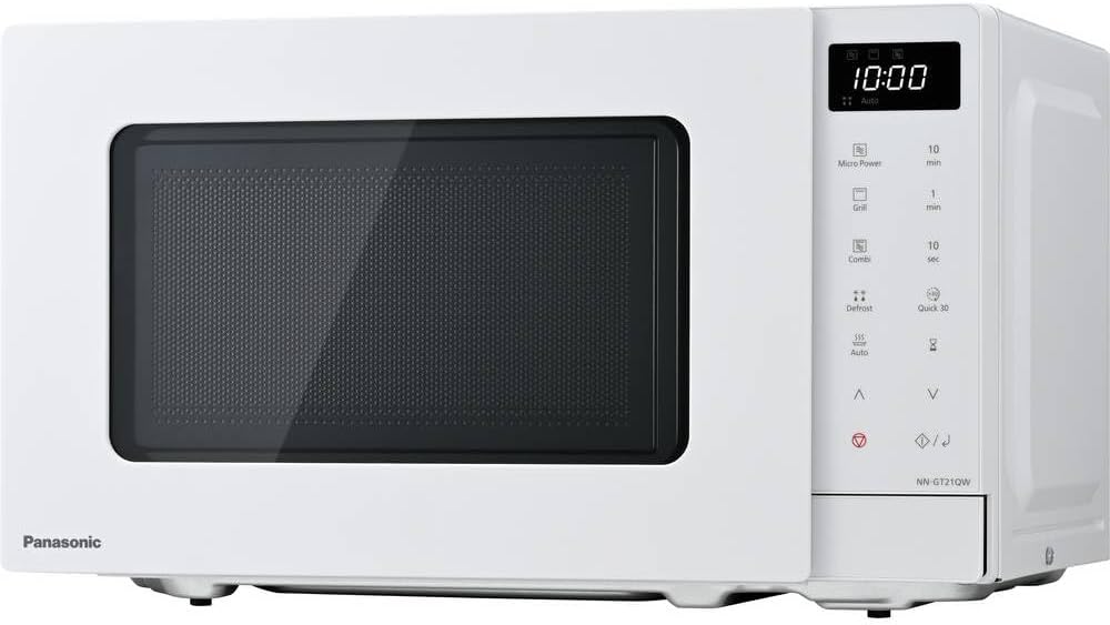 Four micro-ondes, éclairage LED, 800 W, Panasonic, 20 l, 1000 W, 3 niveaux, 3 modes, NN-Gt21qwepg nN-Gt21qwepg, 12 PROGRAMMES, minuterie