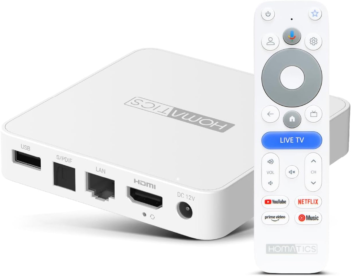 Lecteur multimédia streaming, Wi-Fi, 4K UHD, Homatics, Box R Lite V2 Lecteur Multimédia 4K Google TV 14, Bluetooth, Dolby Atmos
