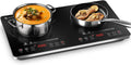 Plaque à induction, 20 Niveaux, acier inoxydable, AMZCHEF, 24 cm, 15 niveaux, 20 Niveaux de Température, 3500W, 2 zones, minuterie