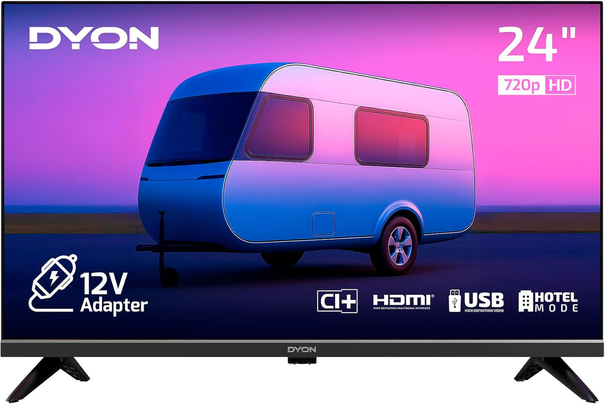 Dyon DVB-S2 Téléviseur, Enter 24 Pro-X-V TV LED 24' avec connexion 12 V pour camping et caravane, 24 pouces, mode hôtel, DVB-S2/T2/C