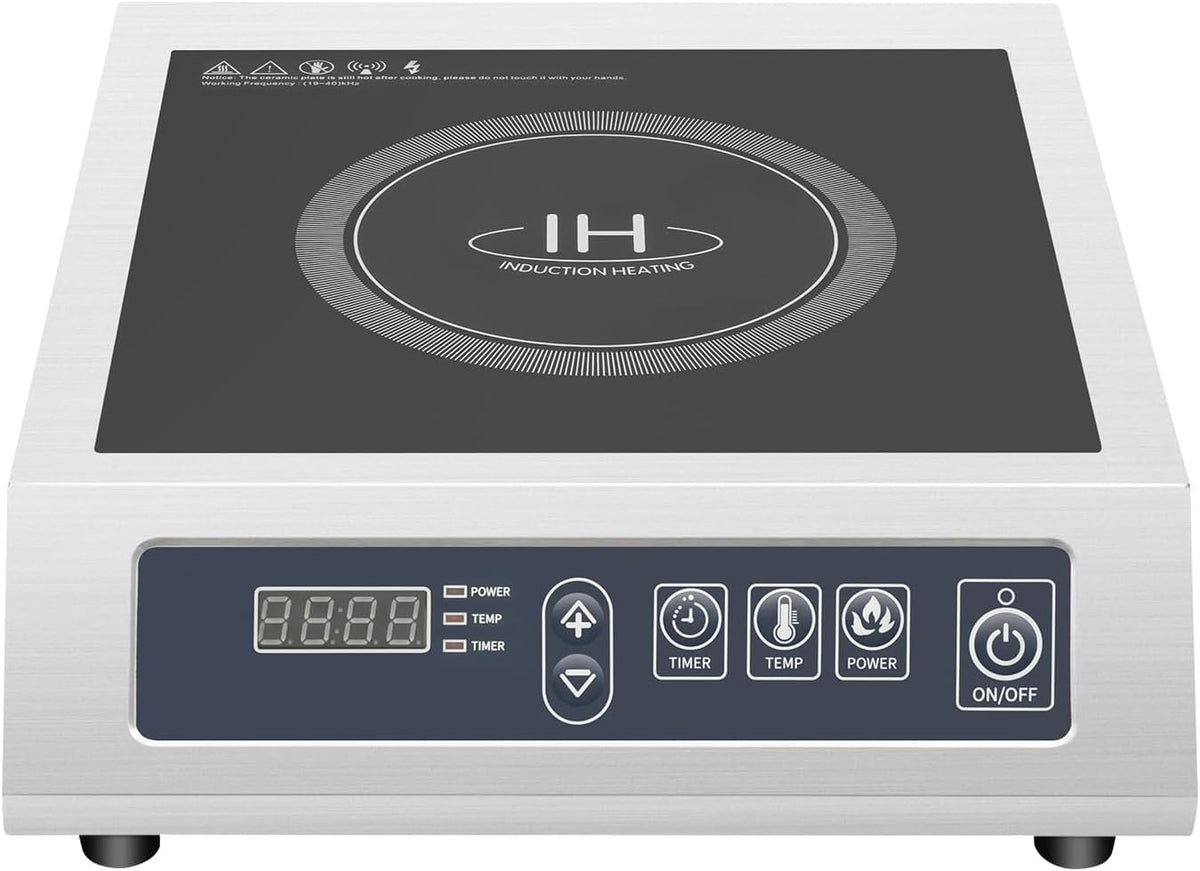 Plaque de cuisson KigerNee, acier inoxydable, éclairage LED, 3500 W, 11 niveaux, 9, 06 pouces, 11 niveaux de puissance, 300 °C, affichage LED, verre