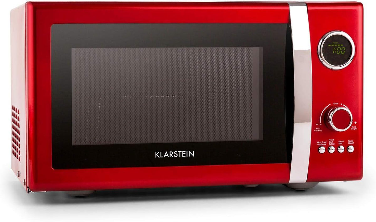 Four micro-ondes, réglable, 23 L, KLARSTEIN, 800 W, 1000 W, 48 × 28 × 38 cm, 800 W 1000 W gril, 2-en-1, 12 programmes, minuterie