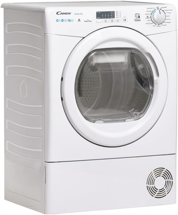 Sèche-linge, 60 cm, CANDY, 10 Kg, 66 dB, CSEH10A1LE-47, 15 programmes, Blanc, pompe à chaleur, Smart