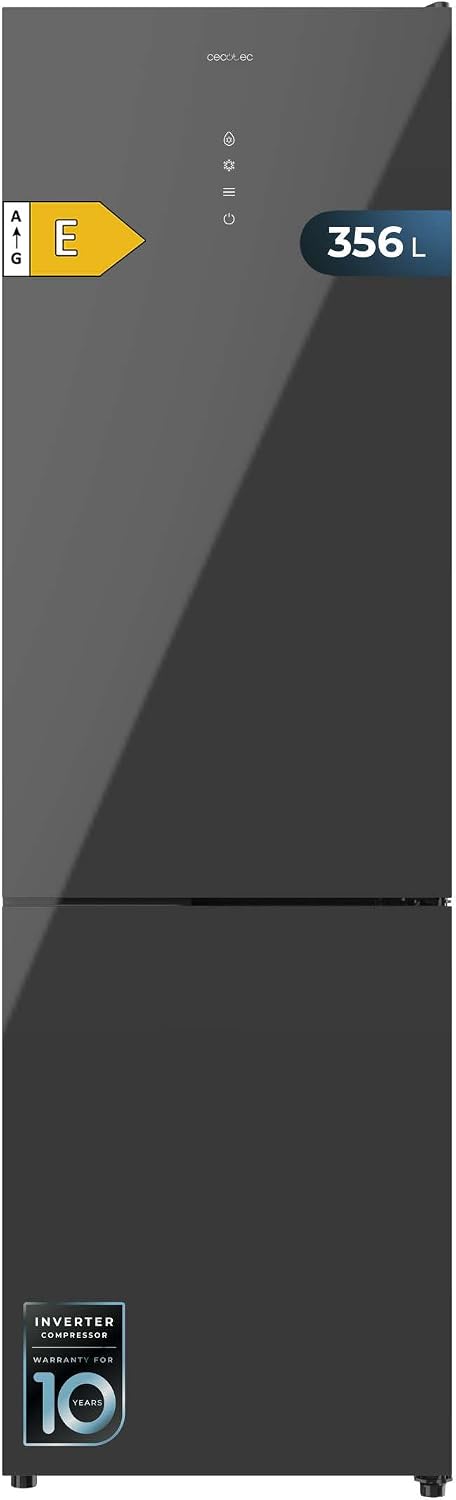 Réfrigérateur Cecotec, No Frost, 59, 5 × 63, 5 × 200 cm, verre, 356 L, 59, 5 cm, mode vacances., 356L, réglable, Total No Frost, classe E