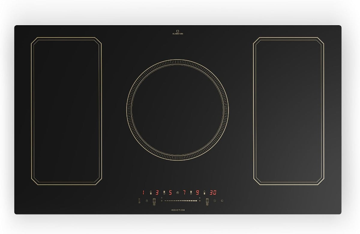 Plaque de cuisson KLARSTEIN, 90 cm, Victoria Plaque Induction Electrique 90 cm, 7200W, 240v, 5 zones, 5 Feux, commande tactile, minuterie