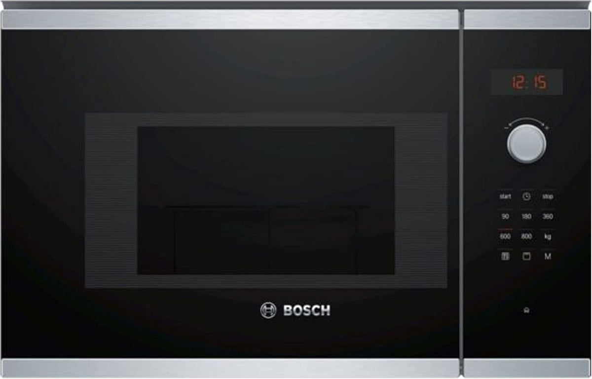 Four micro-ondes, 60 × 38 cm, éclairage LED, acier inoxydable, Bosch Electroménager, 20 l, 90 W, 180 W, 360 W, 600 W, 800 W, 130 cm, 230 V