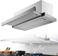 Hotte aspirante LYAYYDS, acier inoxydable, ventilateur d'extraction intégré de 600 mm avec lumière LED, Hotte de cuisine, 600 × 280 × 40 mm, 120 mm