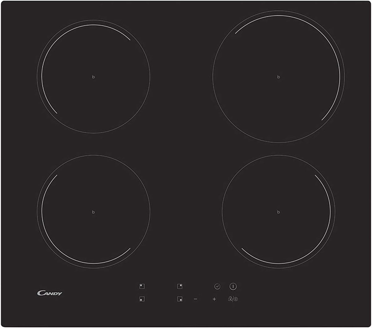 Plaque de cuisson CANDY CI642C, 7100 W, 59 cm, 60 cm, 21 Niveaux, Puissance totale 7100 W, largeur 59 cm, 4 foyers, Plaque induction 4 feux CI642C