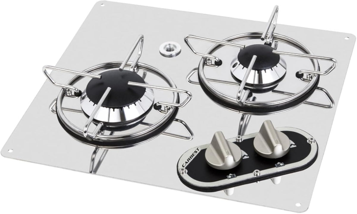 Appareil de cuisson Carbest, 35 × 32 × 6, 5 cm, Pour caravane, acier inoxydable, 33 × 30 cm, 1, 8 kW, 1, 0 kW, 30 mbar, encastrable, camping