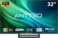 Antteq 720p Téléviseur, 32 pouces, support central TV 720p Freeview HD Dolby Audio DVB T2/S2 LED, TV 32 pouces, éclairage LED