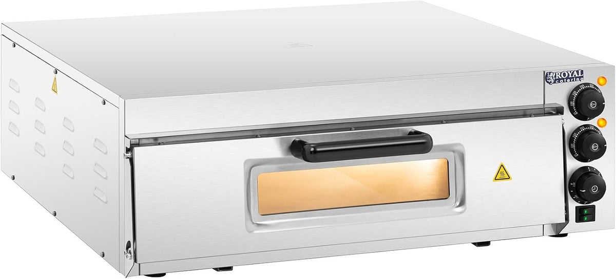 Four à pizza, 60 cm, réglable, acier inoxydable, Royal Catering, 2 000 W, 230 V, Pizzas Ø 60 cm, RCPO-2000-60-1, 230v, 350 °C, Max. 350 °C