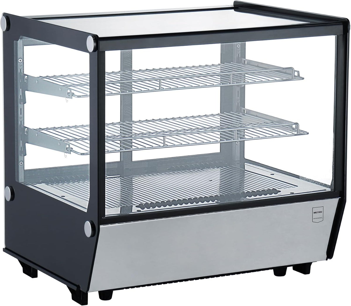 Réfrigérateur de présentation METRO Professional GCV1120R, acier inoxydable, réglable, 70.2 × 56.8 × 68.6 cm, 120 L, 2 étagères, 12 °C, verre