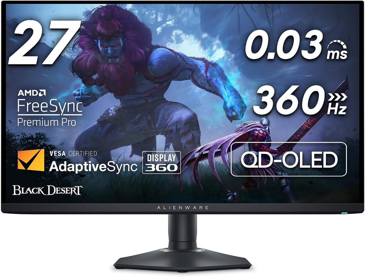 Moniteur PC, 26.7 pouces, HDMI/DP/USB 3.2 Gen1, Alienware, 26.7 pouces Quantom-Dot WQHD, 360Hz, 27 360HZ, 360Hz 0.03Ms affichage, réglable